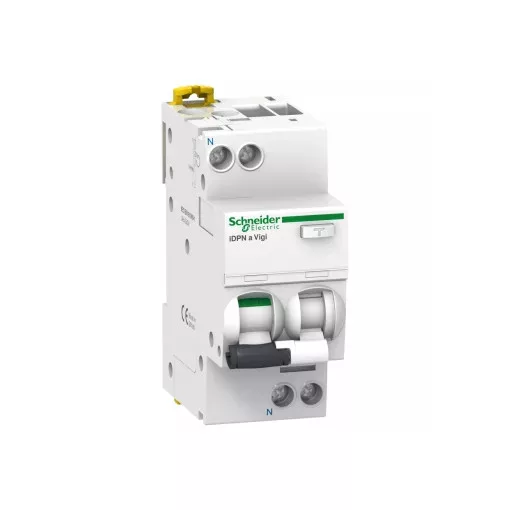 Schneider Electric, iDPN A, A9D54625, Áramvédős kismegszakító (Kombi Fi-relé) 1P+N, B karakterisztika, 25A, 30mA, 4,5kA, A osztály (Schneider A9D54625)