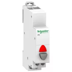   Schneider A9E18039 ACTI9 iPB nyomógomb, 1NC, szürke, piros LED, 12-48VAC