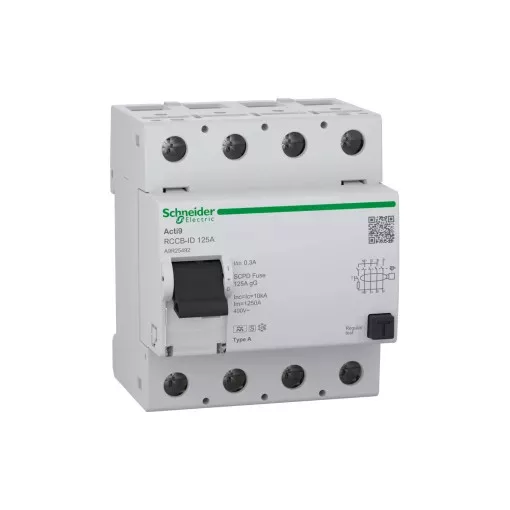 Schneider Electric A9R25492 Acti9 RCCB-ID áram-védőkapcsoló, A osztály, 4P, 125A, 300mA-S
