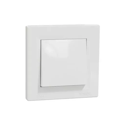 Schneider Electric Asfora EPH0100221 vízmentes egypólusú kapcsoló (101), fehér burkolattal, kerettel, süllyesztett, vízmentes (IP44) 10A 250V ( EPH0100221 ).
