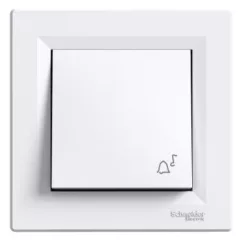   Schneider Electric Asfora EPH0800121 egypólusú nyomó (N101), fehér burkolattal, kerettel, süllyesztett, csengőjellel 10A 250V ( EPH0800121 ).