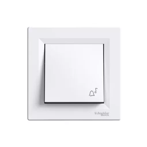 Schneider Electric Asfora EPH0800121 egypólusú nyomó (N101), fehér burkolattal, kerettel, süllyesztett, csengőjellel 10A 250V ( EPH0800121 ).
