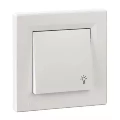   Schneider Electric Asfora EPH0900221 vízmentes egypólusú nyomó (N101), fehér burkolattal, kerettel, süllyesztett, lámpajellel, vízmentes (IP44) 10A 250V ( EPH0900221 ).