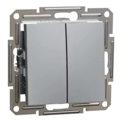  Schneider Electric Asfora EPH1100162 Kettős nyomó, acél burkolattal. keret nélkül, süllyesztett 10A 250V ( EPH1100162 ).