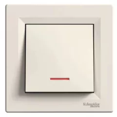   Schneider Electric Asfora EPH1600123 egypólusú nyomó (N101), bézs burkolattal, kerettel, süllyesztett, piros jelzőfénnyel 10A 250V ( EPH1600123 ).