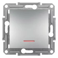   Schneider Electric Asfora EPH1600161 egypólusú nyomó (N101), aluminium burkolattal. keret nélkül, süllyesztett, piros jelzőfénnyel 10A 250V ( EPH1600161 ).