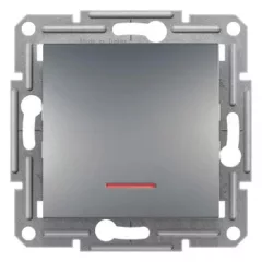  Schneider Electric Asfora EPH1600162 egypólusú nyomó (N101), acél burkolattal. keret nélkül, süllyesztett, piros jelzőfénnyel 10A 250V ( EPH1600162 ).