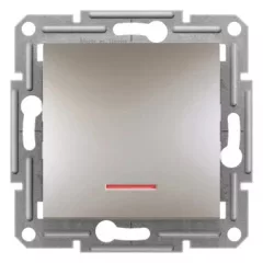   Schneider Electric Asfora EPH1600169 egypólusú nyomó (N101), bronz burkolattal. keret nélkül, süllyesztett, piros jelzőfénnyel 10A 250V ( EPH1600169 ).