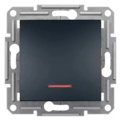   Schneider Electric Asfora EPH1600171 egypólusú nyomó (N101), antracit burkolattal. keret nélkül, süllyesztett, piros jelzőfénnyel 10A 250V ( EPH1600171 ).