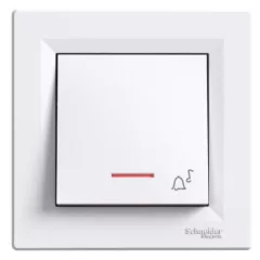   Schneider Electric Asfora EPH1700121 egypólusú nyomó (N101), fehér burkolattal, kerettel, süllyesztett, csengőjellel, piros jelzőfénnyel 10A 250V ( EPH1700121 ).