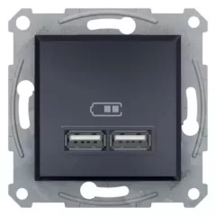   Schneider Electric Asfora EPH2700271 USB dupla töltő (2,1A) antracit burkolattal. keret nélkül, süllyesztett ( EPH2700271 ).