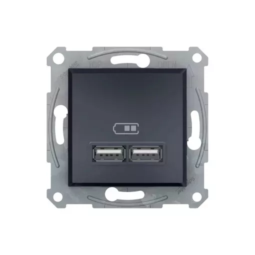 Schneider Electric Asfora EPH2700271 USB dupla töltő (2,1A) antracit burkolattal. keret nélkül, süllyesztett ( EPH2700271 ).