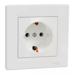   Schneider Electric Asfora EPH2900121 földelt csatlakozóaljzat (dugalj), 2P+F, fehér burkolattal, kerettel, süllyesztett, 16A 250V ( EPH2900121 ).