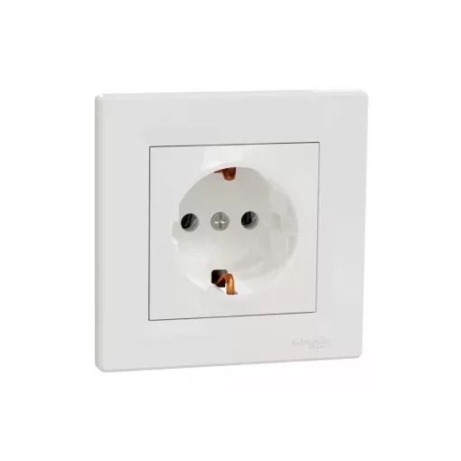 Schneider Electric Asfora EPH2900121 földelt csatlakozóaljzat (dugalj), 2P+F, fehér burkolattal, kerettel, süllyesztett, 16A 250V ( EPH2900121 ).