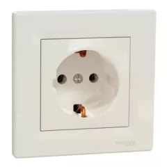  Schneider Electric Asfora EPH2900123 földelt csatlakozóaljzat (dugalj), 2P+F, bézs burkolattal, kerettel, süllyesztett, 16A 250V ( EPH2900123 ).