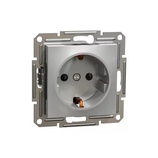 Schneider Electric Asfora EPH2900161 földelt csatlakozóaljzat (dugalj), 2P+F, aluminium burkolattal. keret nélkül, süllyesztett, 16A 250V ( EPH2900161 ).