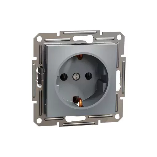 Schneider Electric Asfora EPH2900162 földelt csatlakozóaljzat (dugalj), 2P+F, acél burkolattal. keret nélkül, süllyesztett, 16A 250V ( EPH2900162 ).