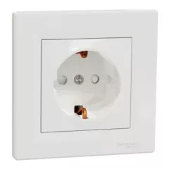   Schneider Electric Asfora EPH2900221 földelt csatlakozóaljzat (dugalj), gyermekvédelemmel, 2P+F, fehér burkolattal, kerettel, süllyesztett, 16A 250V ( EPH2900221 ).