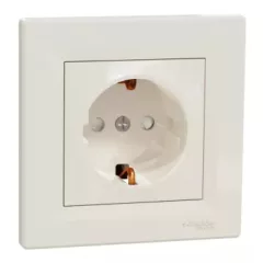  Schneider Electric Asfora EPH2900223 földelt csatlakozóaljzat (dugalj), gyermekvédelemmel, 2P+F, bézs burkolattal, kerettel, süllyesztett, 16A 250V ( EPH2900223 ).