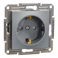   Schneider Electric Asfora EPH2900262 földelt csatlakozóaljzat (dugalj), gyermekvédelemmel, 2P+F, acél burkolattal. keret nélkül, süllyesztett, 16A 250V ( EPH2900262 ).
