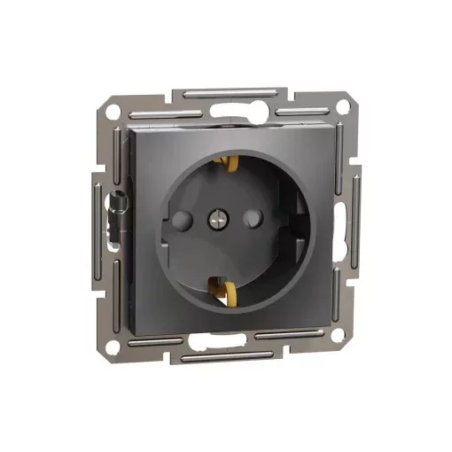 Schneider Electric Asfora EPH2900271 földelt csatlakozóaljzat (dugalj), gyermekvédelemmel, 2P+F, antracit burkolattal. keret nélkül, süllyesztett, 16A 250V ( EPH2900271 ).