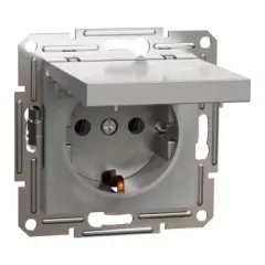   Schneider Electric Asfora EPH3100161 földelt csatlakozóaljzat (dugalj), csapófedéllel, 2P+F, aluminium burkolattal. keret nélkül, süllyesztett, 16A 250V ( EPH3100161 ).