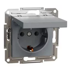   Schneider Electric Asfora EPH3100162 földelt csatlakozóaljzat (dugalj), csapófedéllel, 2P+F, acél burkolattal. keret nélkül, süllyesztett, 16A 250V ( EPH3100162 ).