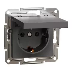   Schneider Electric Asfora EPH3100171 földelt csatlakozóaljzat (dugalj), csapófedéllel, 2P+F, antracit burkolattal. keret nélkül, süllyesztett, 16A 250V ( EPH3100171 ).
