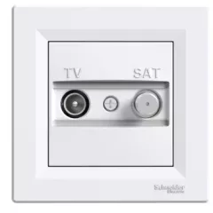   Schneider Electric Asfora EPH3400121 végzáró TV-SAT csatlakozóaljzat 1 dB, fehér burkolattal, kerettel, süllyesztett ( EPH3400121 ).