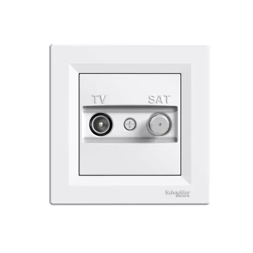 Schneider Electric Asfora EPH3400121 végzáró TV-SAT csatlakozóaljzat 1 dB, fehér burkolattal, kerettel, süllyesztett ( EPH3400121 ).