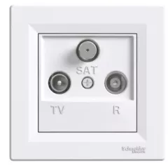   Schneider Electric Asfora EPH3500121 végzáró TV-Rádió-SAT csatlakozóaljzat 1 dB, fehér burkolattal, kerettel, süllyesztett ( EPH3500121 ).