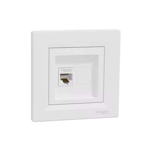 Schneider Electric Asfora EPH4300121 Informatikai csatlakozóaljzat 1xRJ45, Cat5e UTP, fehér burkolattal, kerettel ( EPH4300121 ).