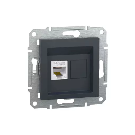 Schneider Electric Asfora EPH4300171 Informatikai csatlakozóaljzat 1xRJ45, Cat5e UTP, antracit burkolattal, keret nélkül ( EPH4300171 ).