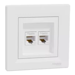   Schneider Electric Asfora EPH4400121 Informatikai csatlakozóaljzat 2xRJ45, Cat5e UTP, fehér burkolattal, kerettel ( EPH4400121 ).