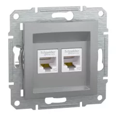   Schneider Electric Asfora EPH4400161 Informatikai csatlakozóaljzat 2xRJ45, Cat5e UTP, aluminium burkolattal, keret nélkül ( EPH4400161 ).