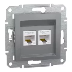   Schneider Electric Asfora EPH4400162 Informatikai csatlakozóaljzat 2xRJ45, Cat5e UTP, acél burkolattal, keret nélkül ( EPH4400162 ).