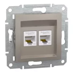   Schneider Electric Asfora EPH4400169 Informatikai csatlakozóaljzat 2xRJ45, Cat5e UTP, bronz burkolattal, keret nélkül ( EPH4400169 ).