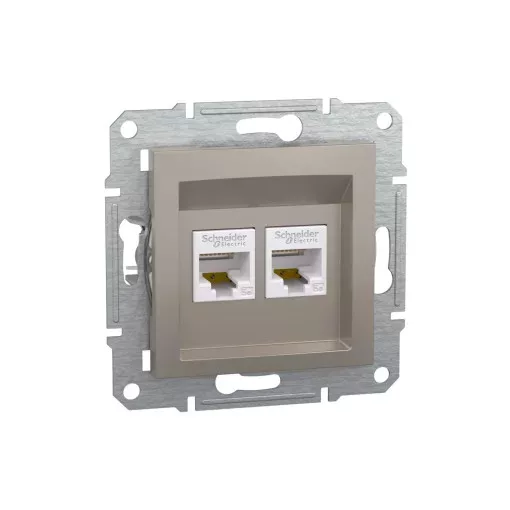 Schneider Electric Asfora EPH4400169 Informatikai csatlakozóaljzat 2xRJ45, Cat5e UTP, bronz burkolattal, keret nélkül ( EPH4400169 ).