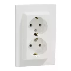   Schneider Electric Asfora EPH9900121 földelt csatlakozóaljzat (dugalj), 2x2P+F, fehér burkolattal, kerettel, süllyesztett, 16A 250V ( EPH9900121 ).