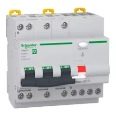   Schneider Electric EASY9 PRO EZ9D55710 Áramvédős kismegszakító (Kombi Fi-relé) 3P+N, C karakterisztika, 10A, 30mA, 6kA, A osztály