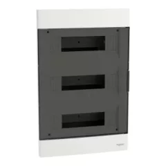   Schneider Electric Easy9 EU EZ9EUA312 műanyag kiselosztó 36 modul, 3 sor, PE+N sínnel,  füstszínű ajtóval, IP40 (zárt ajtóval), süllyesztett - méret 470x300x99 mm