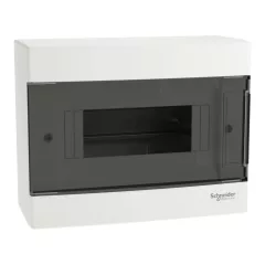   Schneider Electric Easy9 EU EZ9EUC108 műanyag kiselosztó 8 modul, 1 sor, PE+N sínnel,  füstszínű ajtóval, IP40 (zárt ajtóval), falon kívüli - méret 170x215x96,5 mm