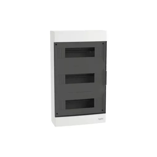 Schneider Electric Easy9 EU EZ9EUC312 műanyag kiselosztó 36 modul, 3 sor, PE+N sínnel,  füstszínű ajtóval, IP40 (zárt ajtóval), falon kívüli - méret 451x256x103 mm