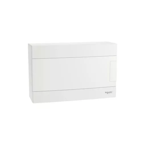 Schneider Electric Easy9 EU EZ9EUD112 műanyag kiselosztó 12 modul, 1 sor, PE+N sínnel,  teli ajtóval, IP40 (zárt ajtóval), falon kívüli - méret 185x285x96,5 mm