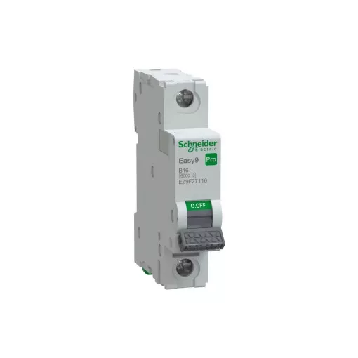 Schneider Electric EASY9 PRO EZ9F27116 Kismegszakító 1P, 16A, B karakterisztika, 6 kA (R9F04116 kiváltója)