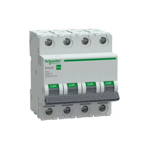 Schneider Electric EASY9 PRO EZ9F27410 Kismegszakító 4P, 10A, B karakterisztika, 6 kA