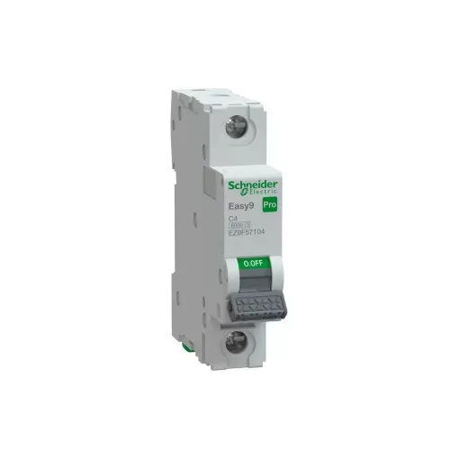 Schneider Electric EASY9 PRO EZ9F57104 Kismegszakító 1P, 4A, C karakterisztika, 6 kA (R9F14104 kiváltója)