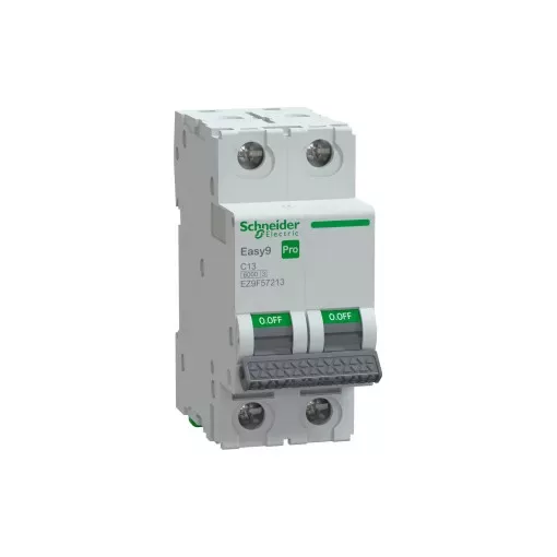 Schneider Electric EASY9 PRO EZ9F57213 Kismegszakító 2P, 13A, C karakterisztika, 6 kA (R9F14213 kiváltója)
