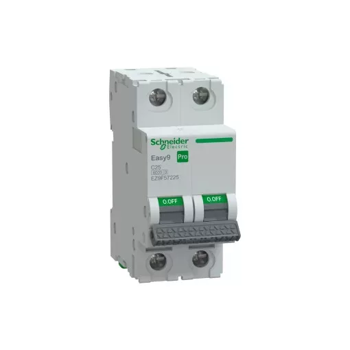 Schneider Electric EASY9 PRO EZ9F57225 Kismegszakító 2P, 25A, C karakterisztika, 6 kA (R9F14225 kiváltója)