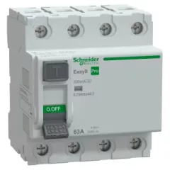   Schneider Electric EASY9 PRO EZ9R89463 áram-védőkapcsoló (Fi-relé) A osztály, 4P, 63A, 300mA